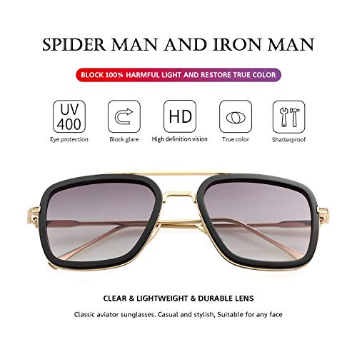 Tony Stark Sunglasses - Iron Man Sun Glasses Vintage Square Metal Frames3