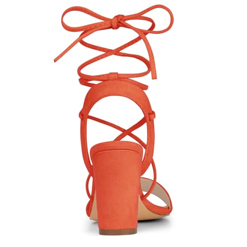 Allegra K Women's Lace Up Block High Heels Sandals4