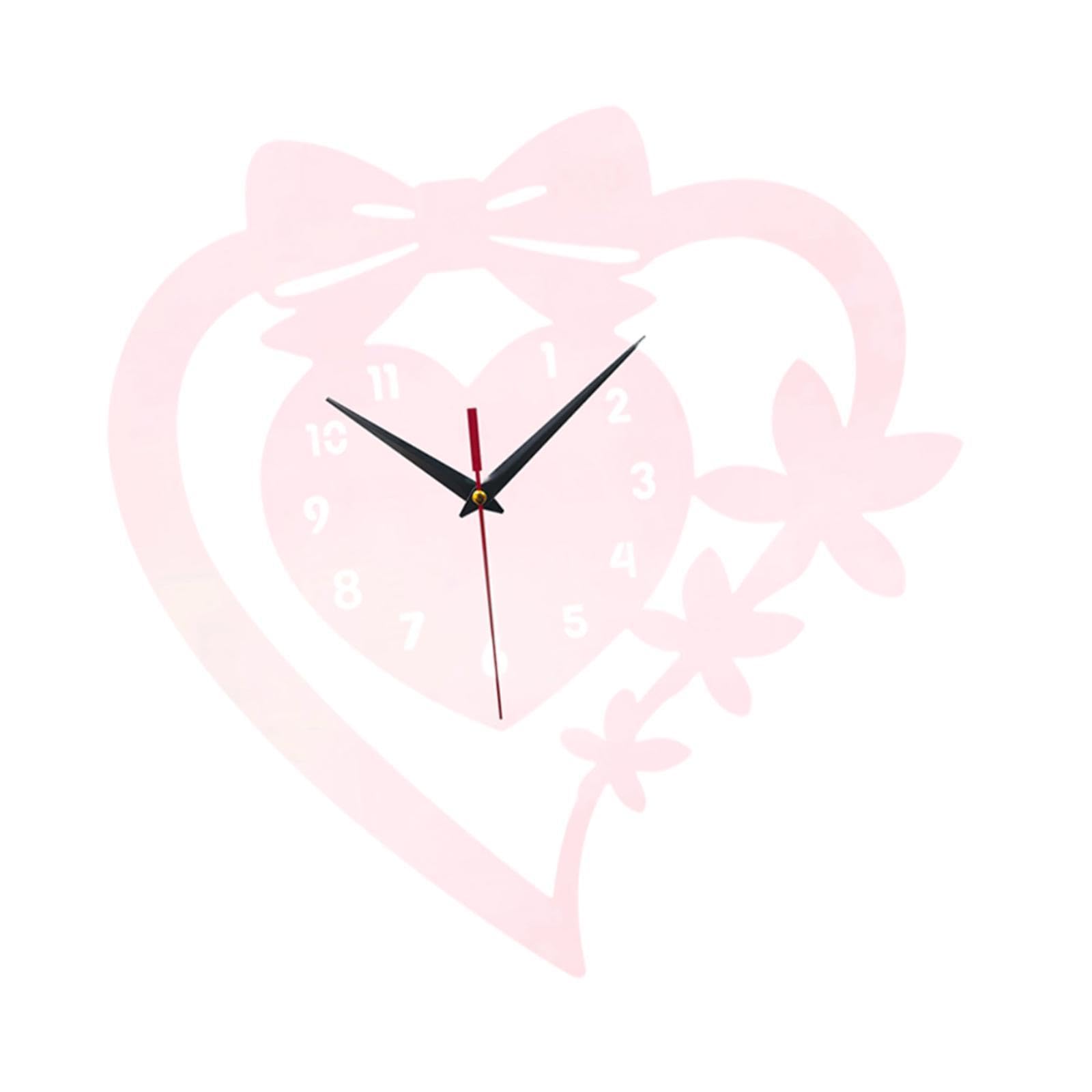 Horloge artistique rose motif fleur cœur pour décorer une chambre de jeune fille