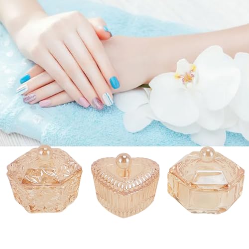 3 tazas de vidrio para acrílico uñas con tapa miniatura 6