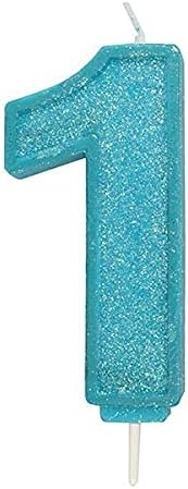 CULPITT Sparkle Number Candles for Cake & Cupcakes, Single Numbers from 0-9, Say Happy Birthday with These Candle Sparklers, Celebrate Birthdays & Anniversaries with Flair - Blue 4