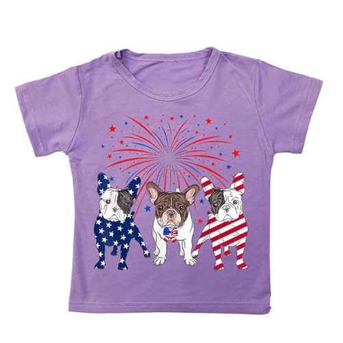 Boys Girls 4th of July Outfit Patriotic American Flag Funny T-Shirt, Independence Day Toddler (Purple, 2-3 Years)