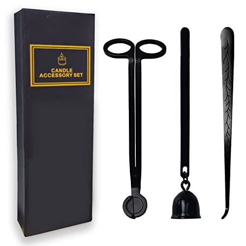Scgfpoe 3 In 1 Candle Wick Accessory Set,Candle Snuffer,Wick Dipper And Trimmer Cutter,Stainless Steel Candle Care Kit With Extinguisher For Candle Lovers,Black,3 Packs #TOP8