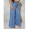 Floerns-Womens-Casual-Paper-Bag-Pants-Drawstring-Waist-Belted-Wide-Leg-Trousers Floerns Women's Casual Paper Bag Pants Drawstring Waist Belted Wide Leg Trousers Blue W26 L32