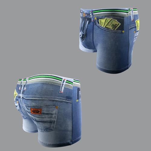 Evankin Men's Fake Jean Boxer Briefs Funny Novelty Underwear Cotton Cowboy Printed Boxers Sexy Lingerie4
