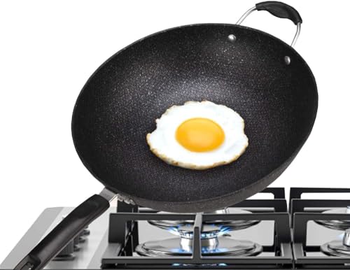 Wok de acero carbono fondo plano 30 cm miniatura 1