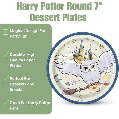 Harry Potter Round Dessert Plates - 7" | Magical Multicolor Design, Perfect Party Supplies For Birthday Celebrations & Themed Events - Pack Of 8 image 5