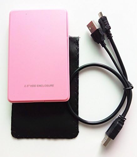 Espear USB 2.0 HDD Hard Drive Enclosure Case 2.5" SATA SATA External Hard Drive Disk Enclosure Case Tool Box Support 1TB (Pink)