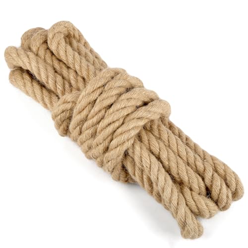 Hanfseil 20 mm 5 m Juteseil Natur Tau Seil Kordel Juteschnur Bastelschnur für Garten DIY Kunsthandwerk Verpackungen und Dekoration
