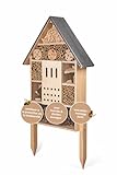 CULT at home Hôtel à Insectes XXL sur Pied – avec Piquet – Hauteur Totale 77 cm – Grande Maison pour bourdons, Abeilles Sauvages, Abeilles et coccinelles ; nichoir et décoration pour Le Jardin et Le