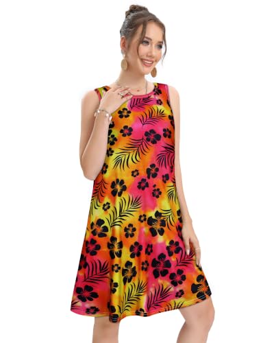 Image of elescat Women's Summer Dresses Casual Sleeveless Loose Sundress with Pocket