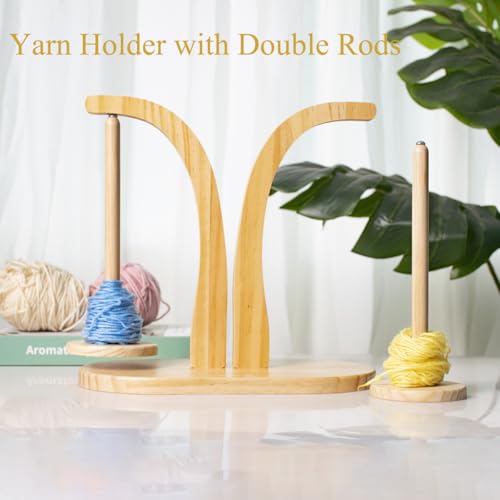 Image of Wooden Yarn Holder for Crocheting, Magnetic Rotating Yarn Ball Holder, Crochet Gift for Knitting Lovers