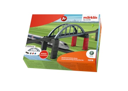 Märklin My World 72218 - Set di mattoncini da costruzione Ponte Hochbahn - Pilastri e Ponte - Estensione Modelleisenbahn - Dai 3 anni - Traccia H0