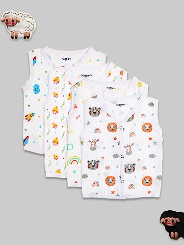 Image of Kidbea Extra Soft Mulmul Cotton Jhabla for Baby Set of 4 (6-12 Months)