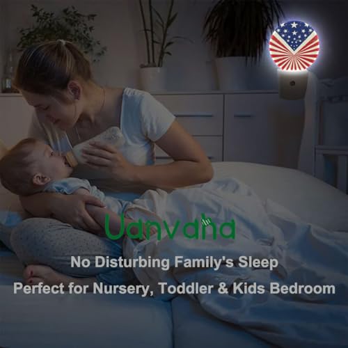 Image of Retro American Flag Night Lights Plug into Wall Patriotic LED Dusk to Dawn Plug-in Nightlight Auto Sensor for Bedroom Bathroom Hallway Living Room