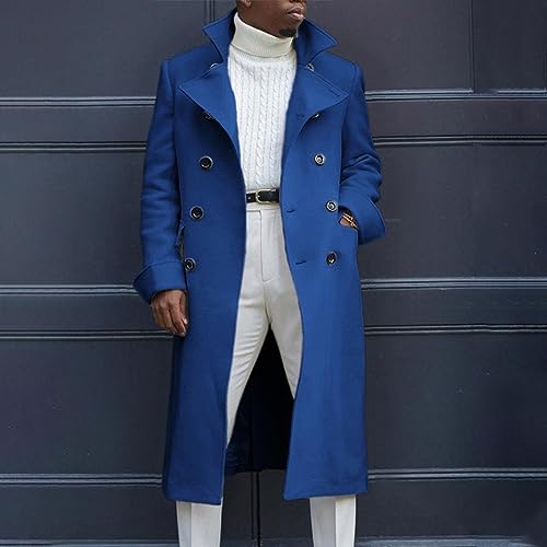 RTRDE Men's Winter Dress Coat Pea Double Breasted Business Casual Trench Coat Long Jacket, M-3XL4