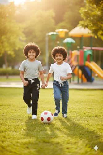 Image of Boys Cargo Pants, Kids Cargo Jeans with Pockets, Adjustable Waist, Stretch Denim Casual Pants for Boys