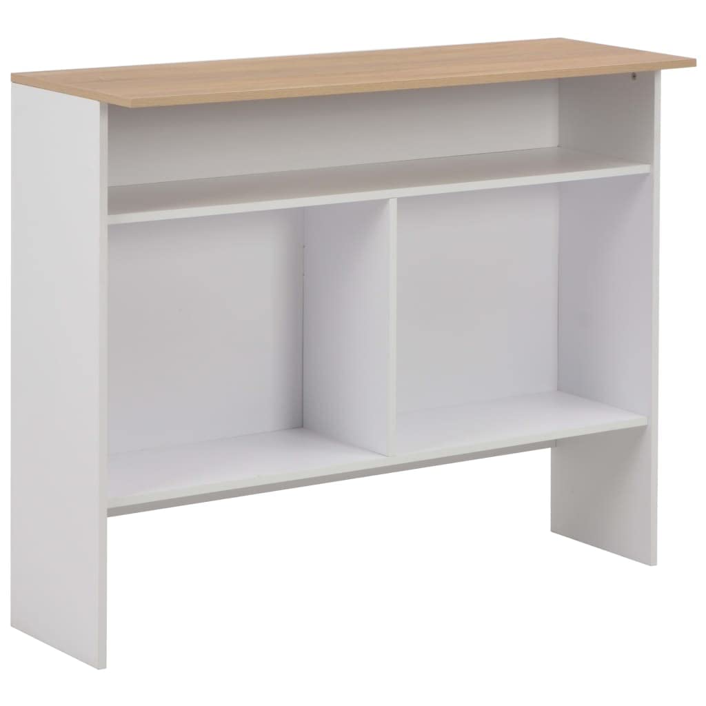 vidaXL Bartafel met 2 tafelbladen 130x40x120 cm wit en eikenkleurig