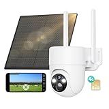 LIWAN 4G LTE Cellular Solar Security Camera Wireless, No WiFi Security Camera Outdoor, 2K Color Night Vision, 360° Live View, 2-Way Talk, Human Detection, Built-in SIM Card