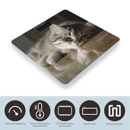 Báscula digital Sleeping Cat para baño con pantalla grande miniatura 3