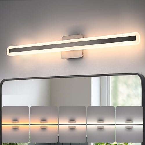 Image of 31.6 Inch Bathroom Vanity Light, 5CCT Dimmable LED Vanity Light Bar, Modern LED Wall Sconces Lighting Fixtures for Bathroom Mirror Cabinets Bedroom, Brushed Nickel Finish, 36W