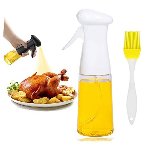 Olive Oil Sprayer for Cooking 7 oz / 210 ml Oil Mister Dispenser Bottle Versatile Oil Spritzer Bottle for Air fryer Food Grade PET BPA Free Refillable Oil Sprayer for Baking, Roasting, Barbecue, Salad