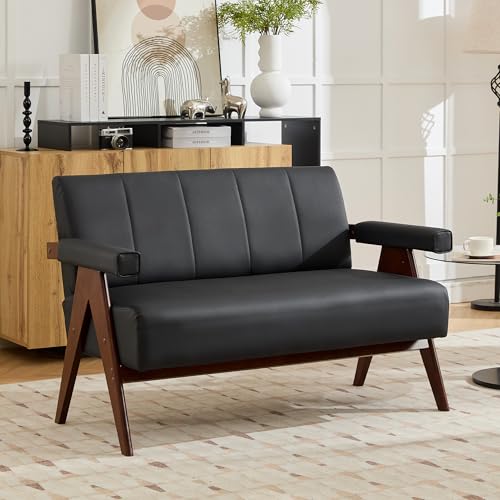 AODAILIHB 50" Black Couch Small Couches for Small Spaces Midcentury