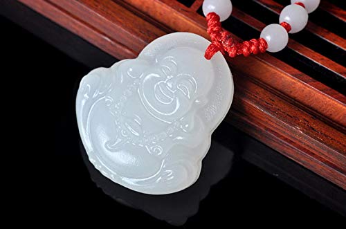 Collier bouddha jade blanc véritable pendentif lithothérapie