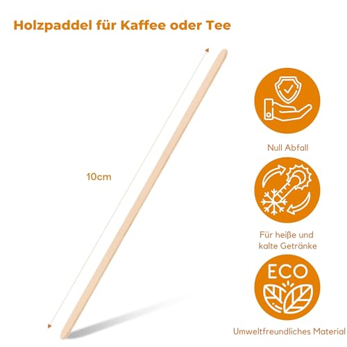 Einweg-Kaffeebecher, 100 Stück, mit Einweg-Kaffeestäbchen, 220 ml, im Kaffee-Stil, umweltfreundliche Einweg-Pappbecher, weiße Pappbecher für heiße und kalte Getränke (100 Becher)