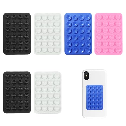 6PCS Paquetes de Ventosas de Silicona, Soportes de Teléfonos Móviles Antideslizantes Ventosa Adhesiva en la Parte Posterior del Teléfono para Selfies y Videos Sujeción Firme en Pared Espejo Cristal