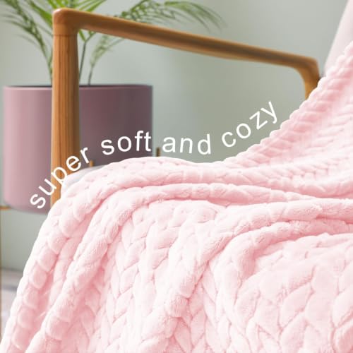 Image of Exclusivo Mezcla Fleece Throw Blanket for Couch Sofa, 50 inchx70 inch, Light Pink