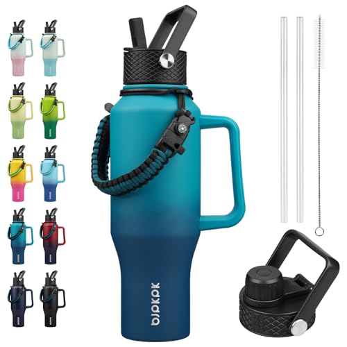 Image of BJPKPK 35oz Insulated Water Bottle with Handle & Straw Lid, Stainless Steel