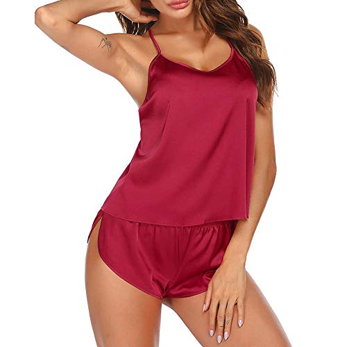 Ensemble de lingerie érotique en dentelle et pyjama en soie satinée pour femme