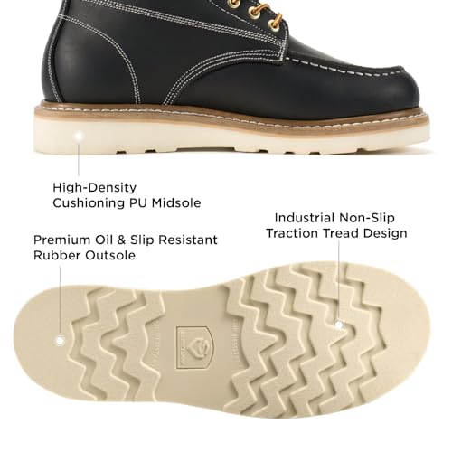 Image of SUREWAY 6in Moc Toe Work Boots for Men, Wedge Sole, Steel /Soft Toe