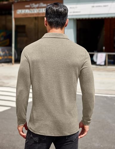 COOFANDY Men's Long Sleeve Polo Shirt Casual Dress Button Polo T Shirt with Pocket Basic Lightweight Collared Golf Shirt4