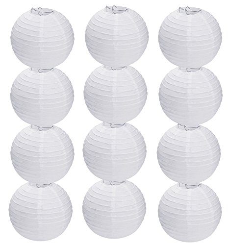 Tmade 12Pcs 4" White Paper Lanterns for Birthday Baby Shower Wedding Party Garden Home Decoration Cover