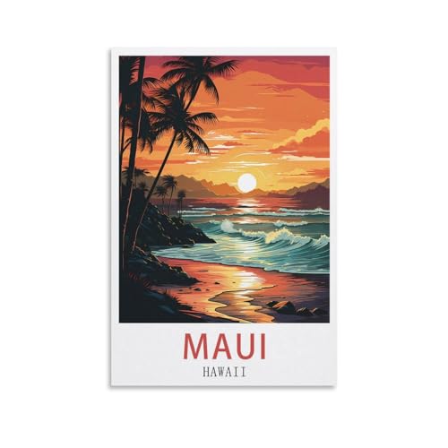 NPRZM Metall-Blechschild, Plakette, Poster, Maui, Hawaii, Poster, Höhlenschilder, Kunstplakette, Poster, Wanddekoration für Zuhause, Küche, Bar, Club, Café, Obstgarten, Dekoration, 20 x 30 cm