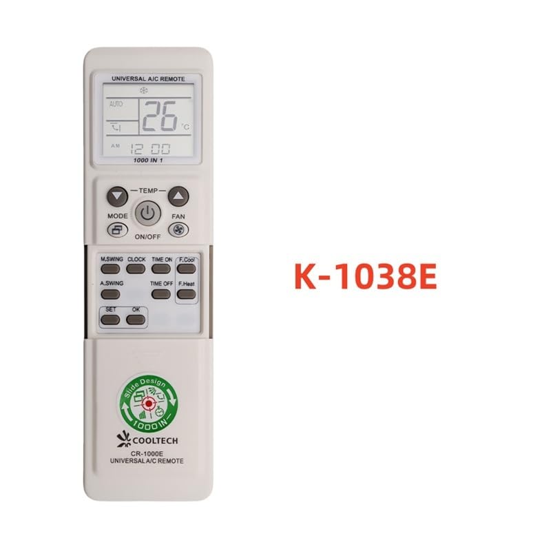 1 Unidad de Control Remoto Aire Acondicionado Durable-KT-109II Pantalla LCD Repuesto Universal con KT-10(K-1038E)