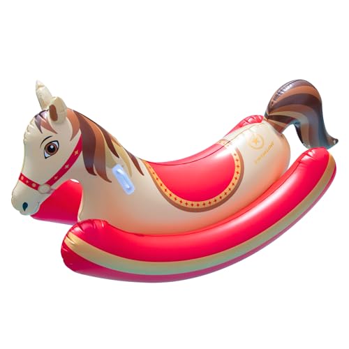 SWIMLINE Inflatable Ride-On Pool Rocker – Heavy-Duty Float with Handles & Side Bolsters for Lake, Beach & Backyard Use, Hobby Horse, Brown & Red,...