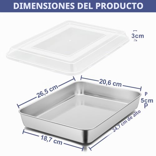 Bandeja para horno rectangular Herogo molde para tartas pasteles y lasaña con tapa 3