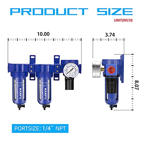 Nanpu DOFR Zinc Alloy Air Drying System - Double 5 Micron Particulate Filters＆Air Pressure Regulator Combo thumb #2