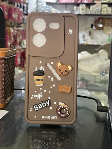 Image of Bintage Ball Bear| Donut| Milk Cake| Baby| Coffee Rubber Case Full Body & Camera Protection Back Cover Compatible for Tecno Pova 5 4G - Brown