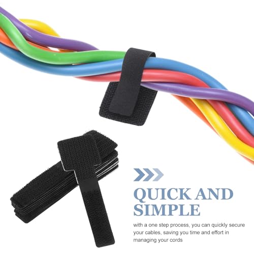 Operitacx 10 piezas Bridas de Cable con Gancho y Bucle Negro Organizador de Cables Correa Reutilizable para Gestión de Cables Electrónicos bajo Escritorio y Almacenamiento de Cables de Electrodomésticos miniatura 7