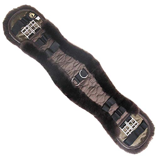 Merauno® Lammwolle Konturgurt Sattelgurt, Kurzgurt Dressurgurt, aus Qualitäts Merino Lammwolle, spezielle anatomisch konkave Form, für bessere Rutschfestigkeit. Farbe:Natur,Schwarz,Braun,Anthrazit