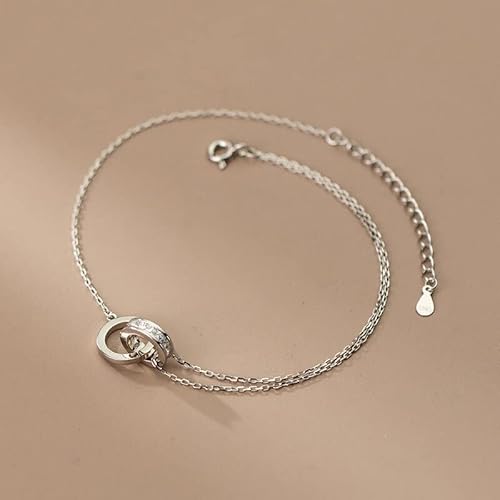 Anklet For Women Girl S925 Sterling Silver Rose Gold Color Loops Linked Adjustable Beach Style Foot Ankle Bracelet Jewel #TOP3