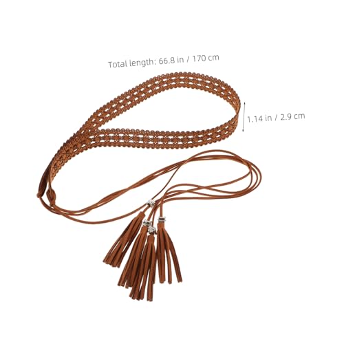 NOLITOY Bohemian Waist Belt Tassel for Women Decorative Dress Belt for Weddings and Parties Soft and Ethnic Style Waist Rope Camel Color4