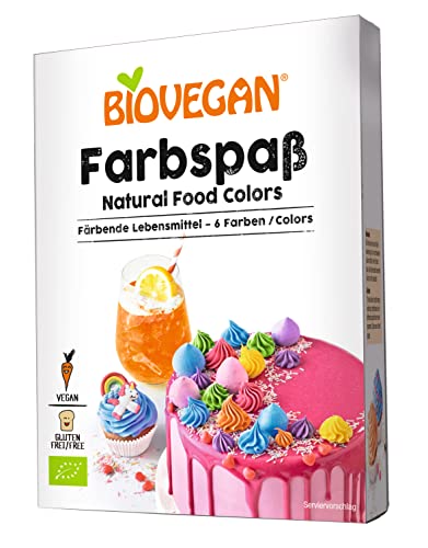Biovegan Farbspaß, aliments colorants multicolores, colorant alimentaire en poudre pour la décoration de gâteaux, tartes et muffins, végétalien et sans gluten (6...