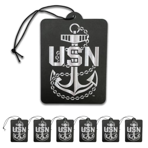 Image of Elektroplate US Navy Anchor Car Air Freshener 6-Pack | Officially Licensed, Long-Lasting Arctic Patrol Scent, Vivid Naval Graphics, Versatile Hanging Design