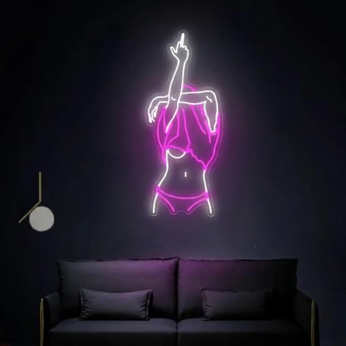 Image of Lady Neon Signs for Bedroom Wall Decor Living Bar Club Game Room Light Up Sign Personalized Neon Led Signs Gift, Size: 60 * 27cm