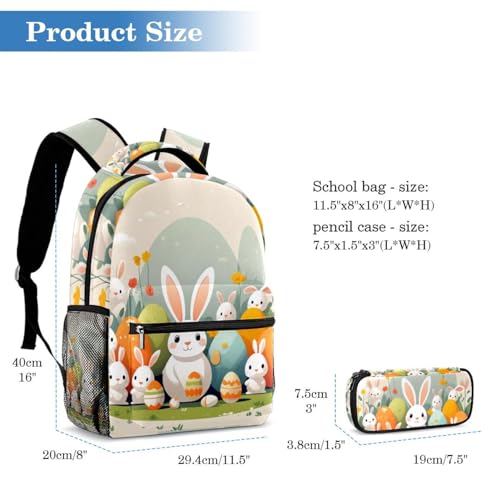 Sac à dos de grande capacité blanc multicolore et trousse d'école pour étudiant